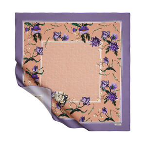 ipekevi - ايشارب حرير تويل تصميم ورود لون خوخي وبنفسجي