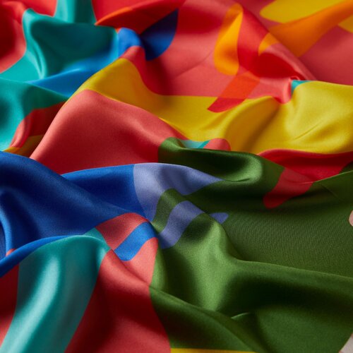 ايشارب حرير تويل تصميم ورود لون وردي