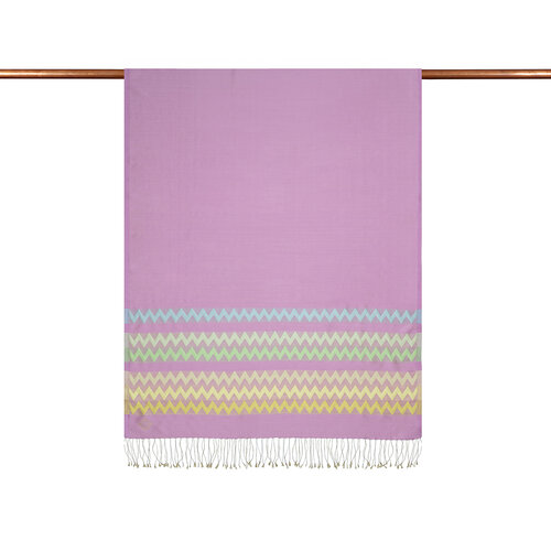 Şeker Pembe Zig Zag Desenli İpek Şal