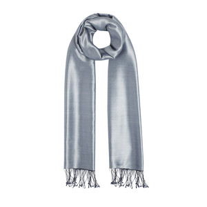 Silver Anthracite Reversible Silk Scarf - Thumbnail