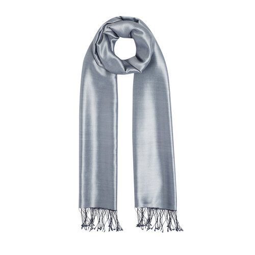 Silver Anthracite Reversible Silk Scarf
