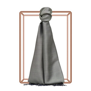 Silver Anthracite Reversible Silk Scarf - Thumbnail
