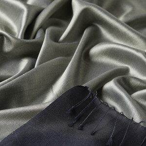 Silver Anthracite Reversible Silk Scarf - Thumbnail