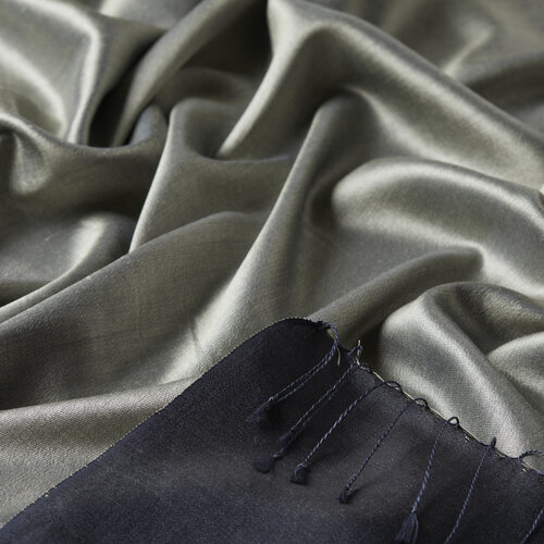 Silver Anthracite Reversible Silk Scarf