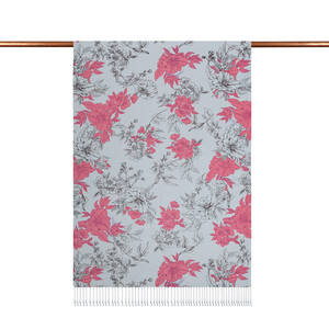 ipekevi - Silver Azalea Print Silk Scarf (1)