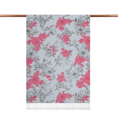 Silver Azalea Print Silk Scarf