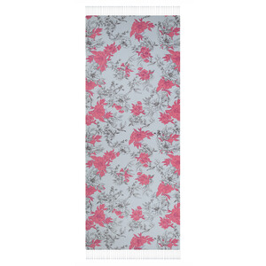 Silver Azalea Print Silk Scarf - Thumbnail