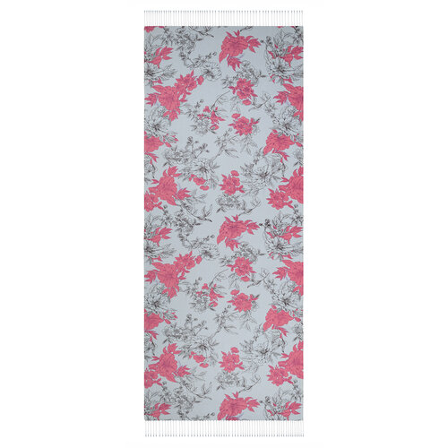 Silver Azalea Print Silk Scarf