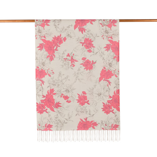 Silver Azalea Print Silk Scarf