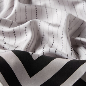 Silver Black Signature Silk Twill Scarf - Thumbnail