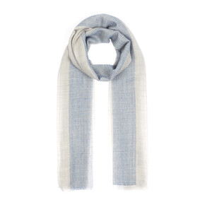 Silver Block Cord Wool Silk Scarf - Thumbnail