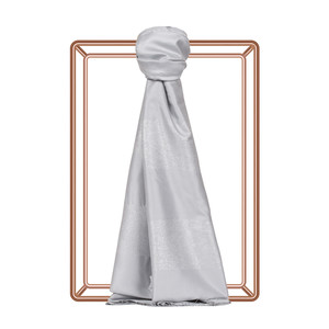 Silver Block Lurex Striped Silk Scarf - Thumbnail