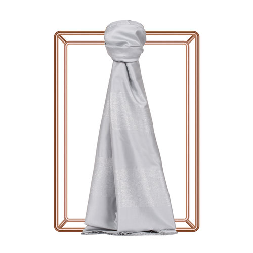 Silver Block Lurex Striped Silk Scarf