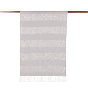 Silver Block Lurex Striped Silk Scarf - Thumbnail