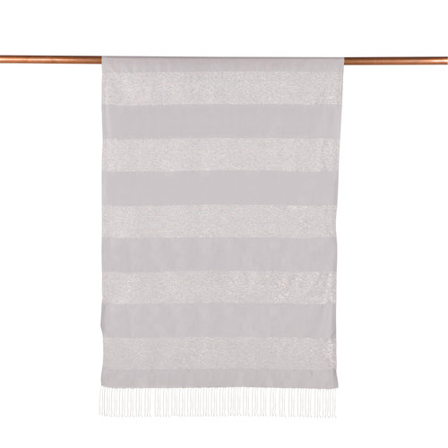 Silver Block Lurex Striped Silk Scarf