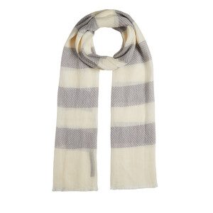 ipekevi - Silver Block Striped Linen Cotton Scarf (1)