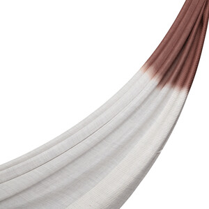 Silver Brown Gradient Block Cord Wool Silk Scarf - Thumbnail