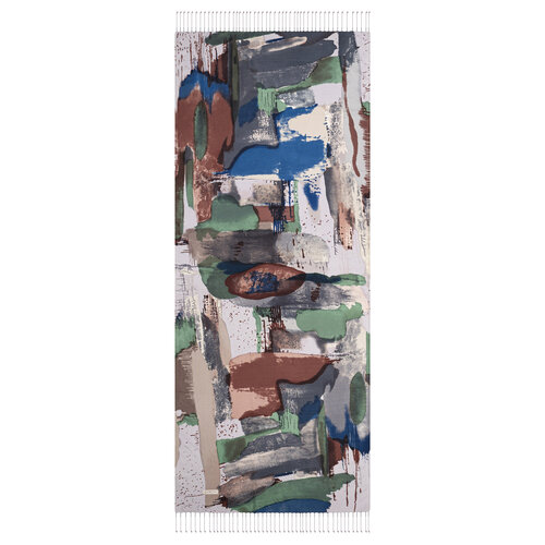 Silver Brush Stroke Print Silk Scarf