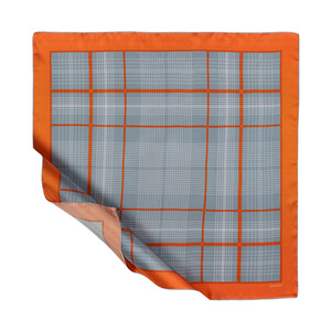 Silver Castle Plaid Silk Twill Scarf - Thumbnail