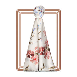 Silver Clover Garden Print Silk Scarf - Thumbnail