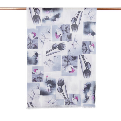 Silver Collage Print Scarf