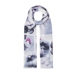 Silver Collage Print Scarf - Thumbnail