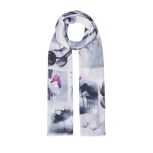 Silver Collage Print Scarf