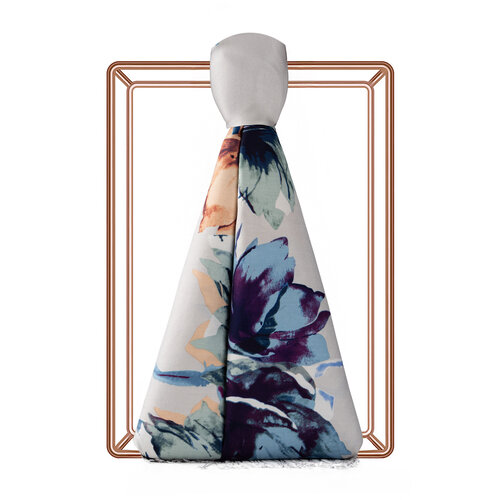 Silver Florescence Print Silk Scarf
