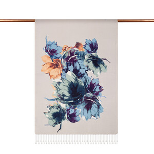 Silver Florescence Print Silk Scarf - Thumbnail