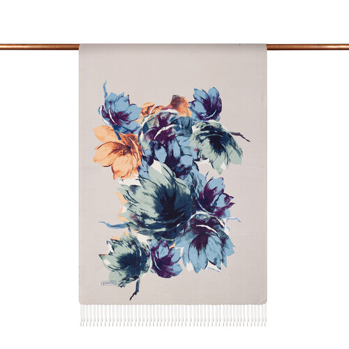 Silver Florescence Print Silk Scarf
