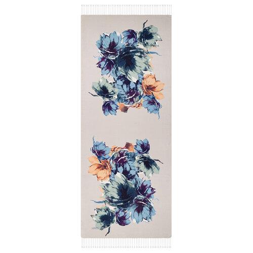 Silver Florescence Print Silk Scarf