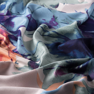 Silver Florescence Print Silk Scarf - Thumbnail