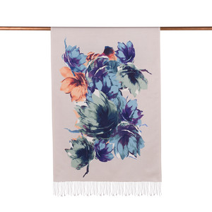 Silver Florescence Print Silk Scarf - Thumbnail