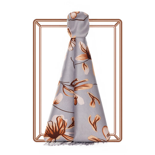 Silver Freesia Print Silk Shawl