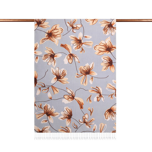 Silver Freesia Print Silk Shawl