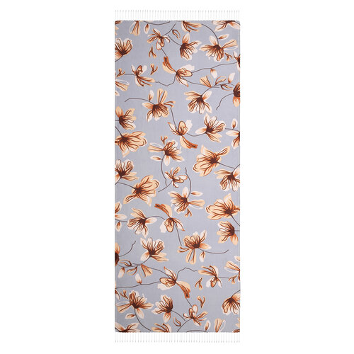 Silver Freesia Print Silk Shawl