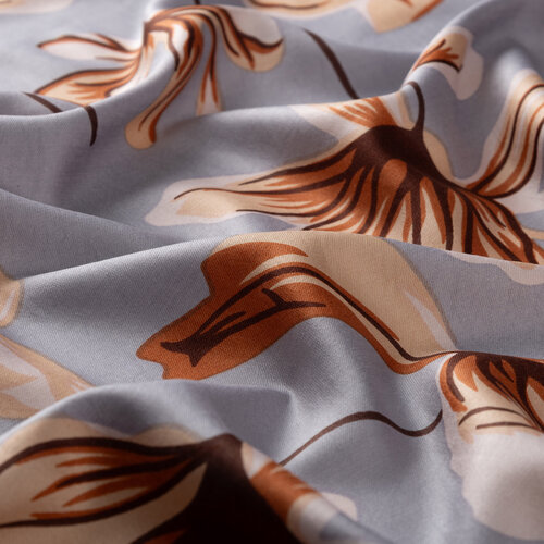 Silver Freesia Print Silk Shawl