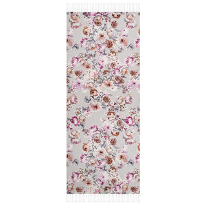 Silver Fuchsia Fleur Print Silk Scarf - Thumbnail