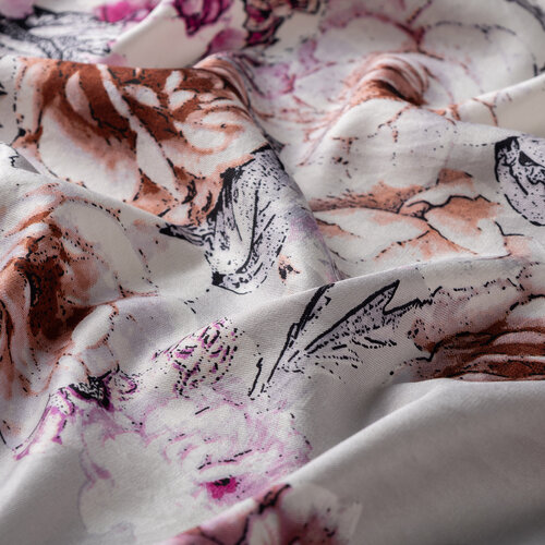 Silver Fuchsia Fleur Print Silk Scarf