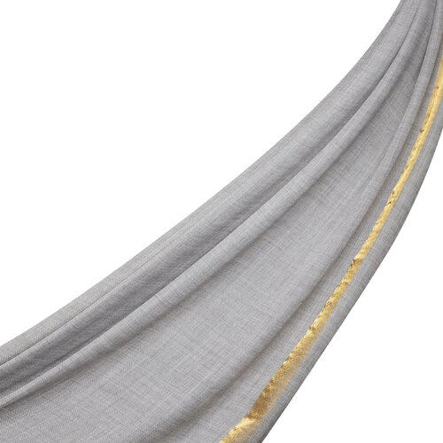 Silver Gold Striped Wool Silk Scarf