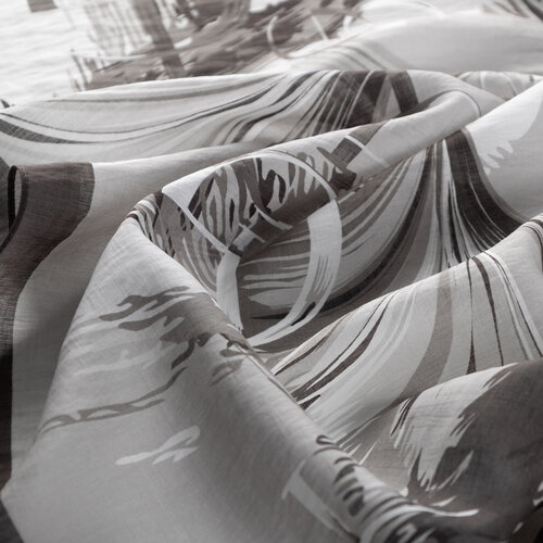 Silver Grey Mono Flow Print Tencel Scarf