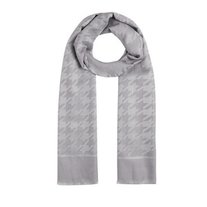 ipekevi - Silver Houndstooth Cotton Silk Scarf (1)