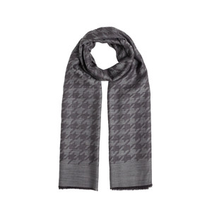 Silver Houndstooth Patterned Scarf - Thumbnail