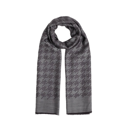 Silver Houndstooth Patterned Scarf