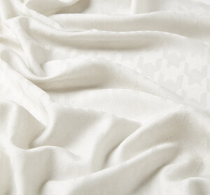 ipekevi - Silver Houndstooth Patterned Wool Silk Scarf (1)