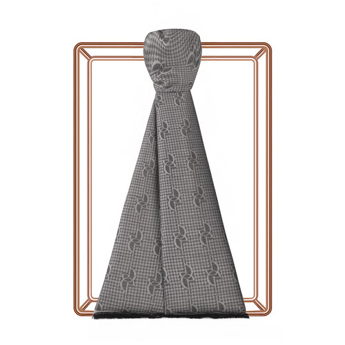 Silver IE Monogram Cotton Silk Scarf