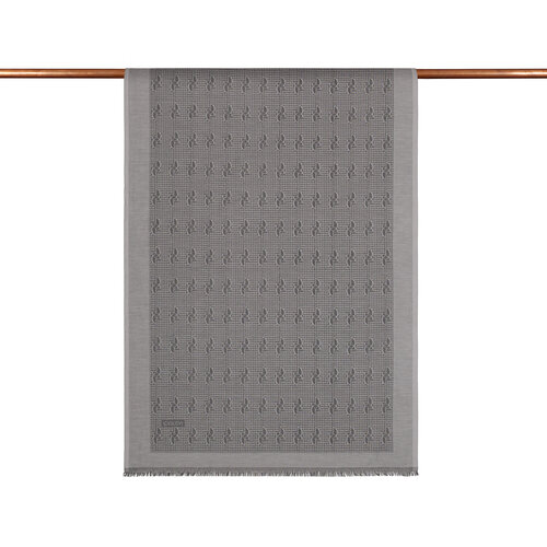 Silver IE Monogram Cotton Silk Scarf