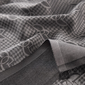 Silver IE Monogram Cotton Silk Scarf - Thumbnail