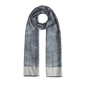 Silver Jacquard Prime Silk Scarf - Thumbnail