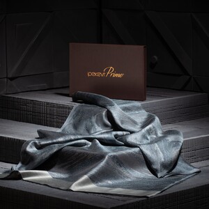 Silver Jacquard Prime Silk Scarf - Thumbnail